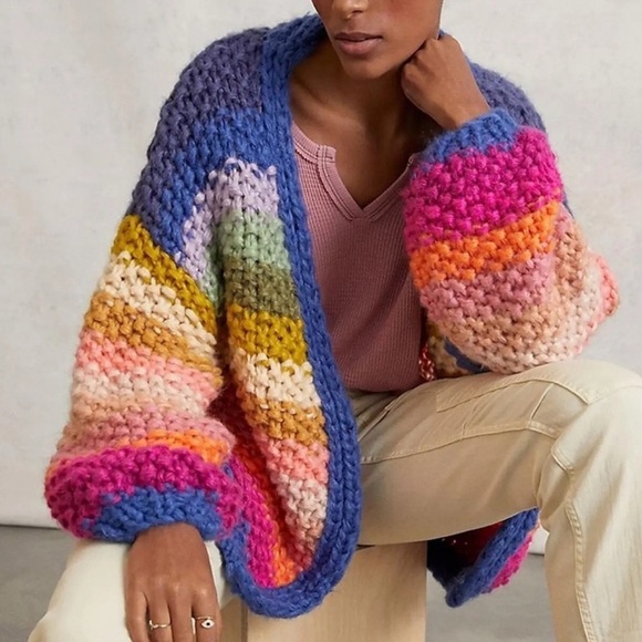 SAACHI Woman’s Mayflower Multicolor Cardigan Sweater one size. Anthropologie! - Picture 1 of 8